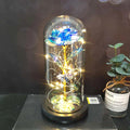 Silk rose bouquet with LED string lights and glass cover for wedding decoration