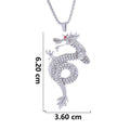 Silver alloy dragon-shaped pendant necklace with red eye detail and regular chain