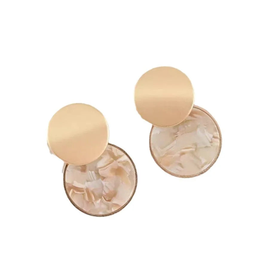 Round matte resin earrings with hypoallergenic dangle design in retro style