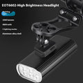 Aluminium alloy bicycle headlight with six XPT lamp beads showing quick-release mounting system