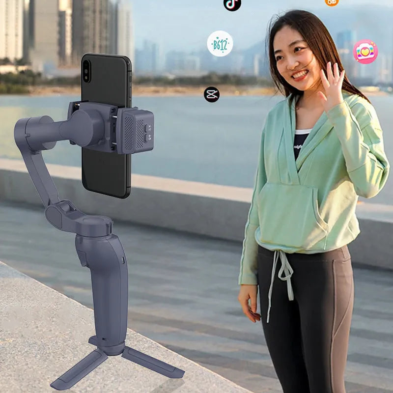 Photography Intelligent Tracking Mobile Phone Three-axis Anti-shake Bracket in ABS material with AI module and phone holder