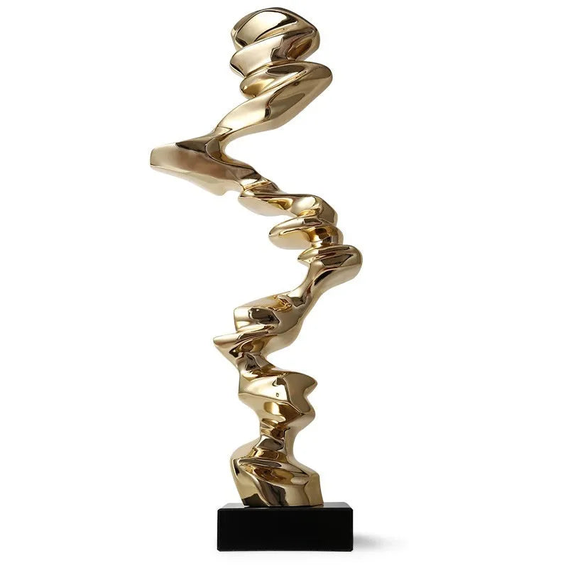 Handmade natural resin abstract ornament with minimalist modern design in gold, silver, or blue