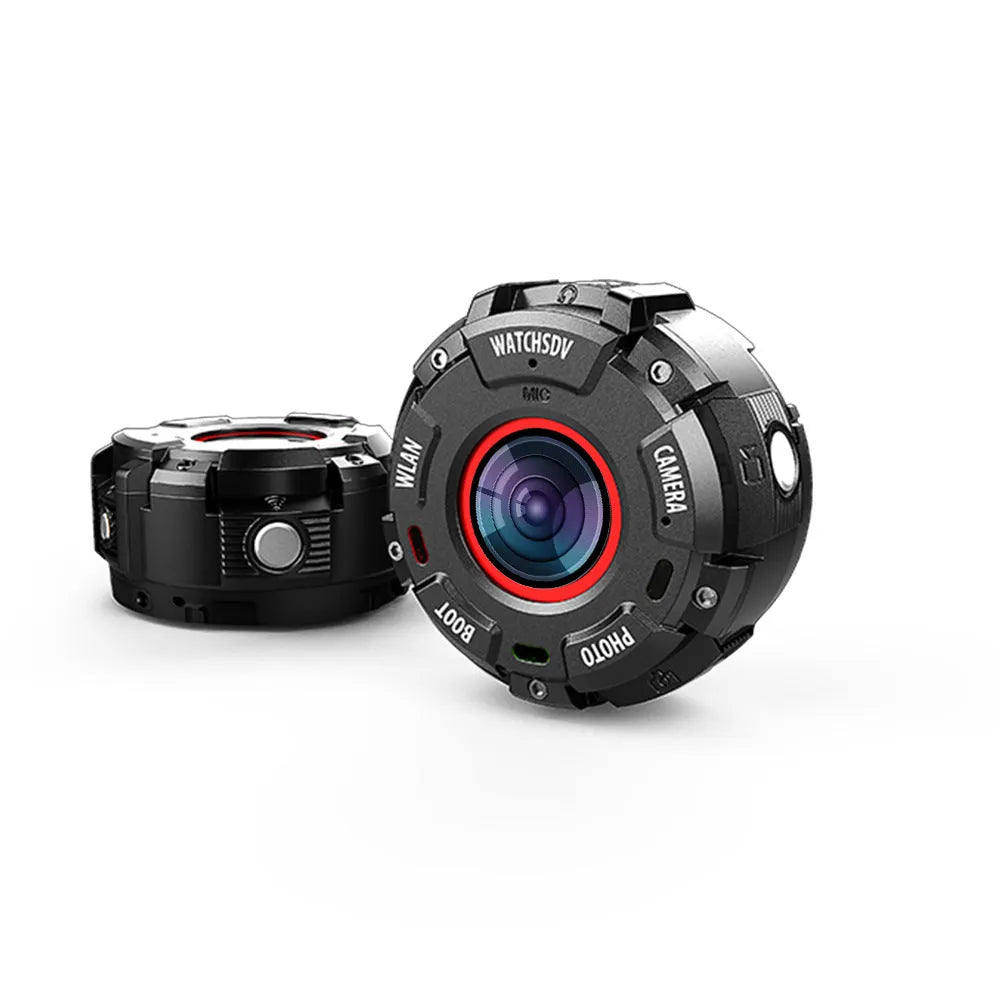 Black waterproof sports digital camera with slender 290mm body on a textured surface.