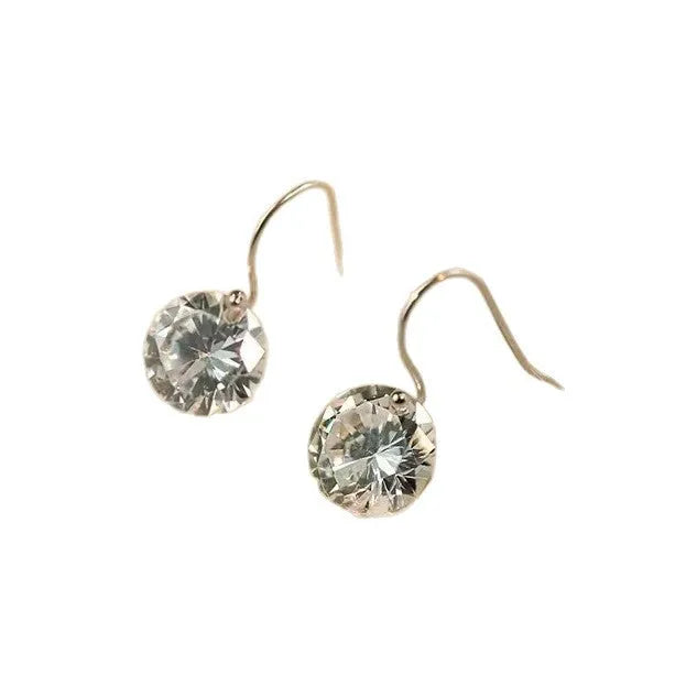 Women's copper geometric round zircon earrings casual style