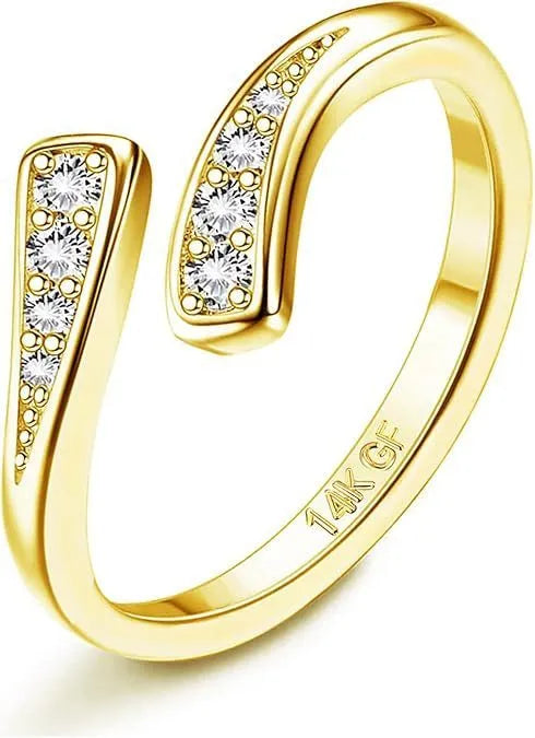 Geometric alloy toe ring with 14K thick gold plating at 0.5 thickness