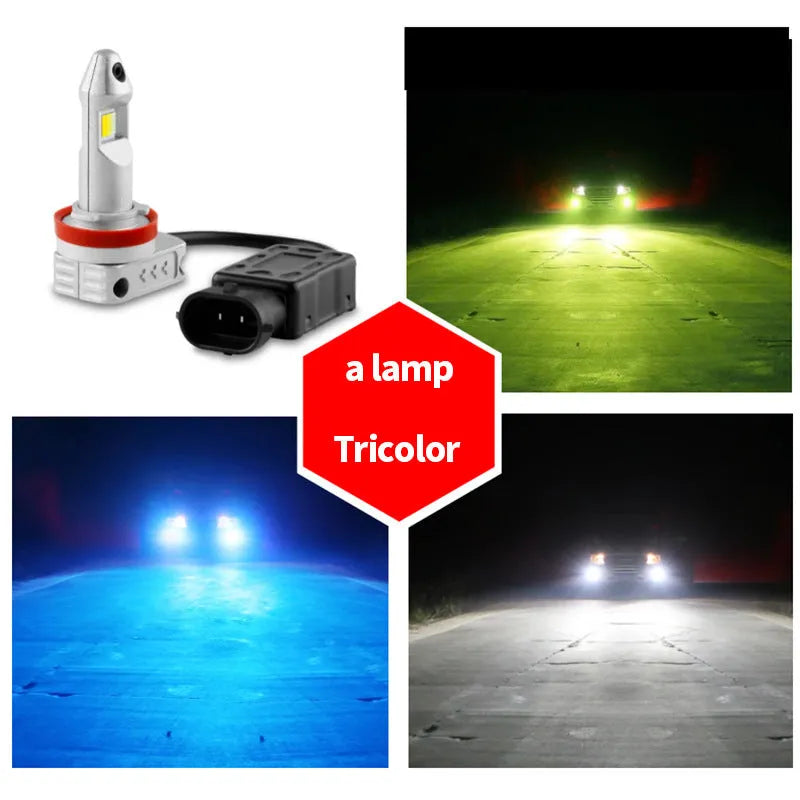 Universal LED fog lamp bulb with aluminium housing on a white background.