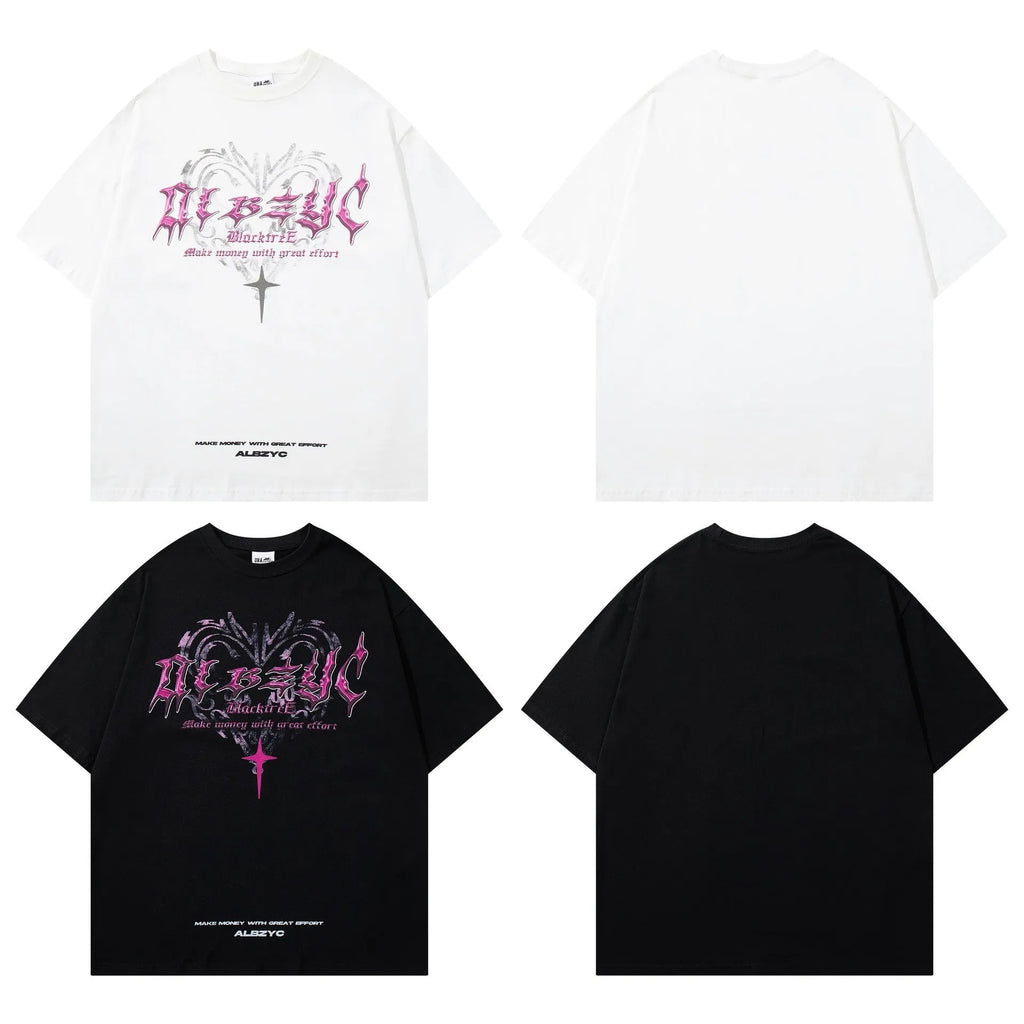 Men's white cotton printed retro design short sleeve t-shirt on hanger