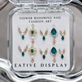 Women's emerald jade manicure ornament material package with diamond jewellery set for nail art decoration