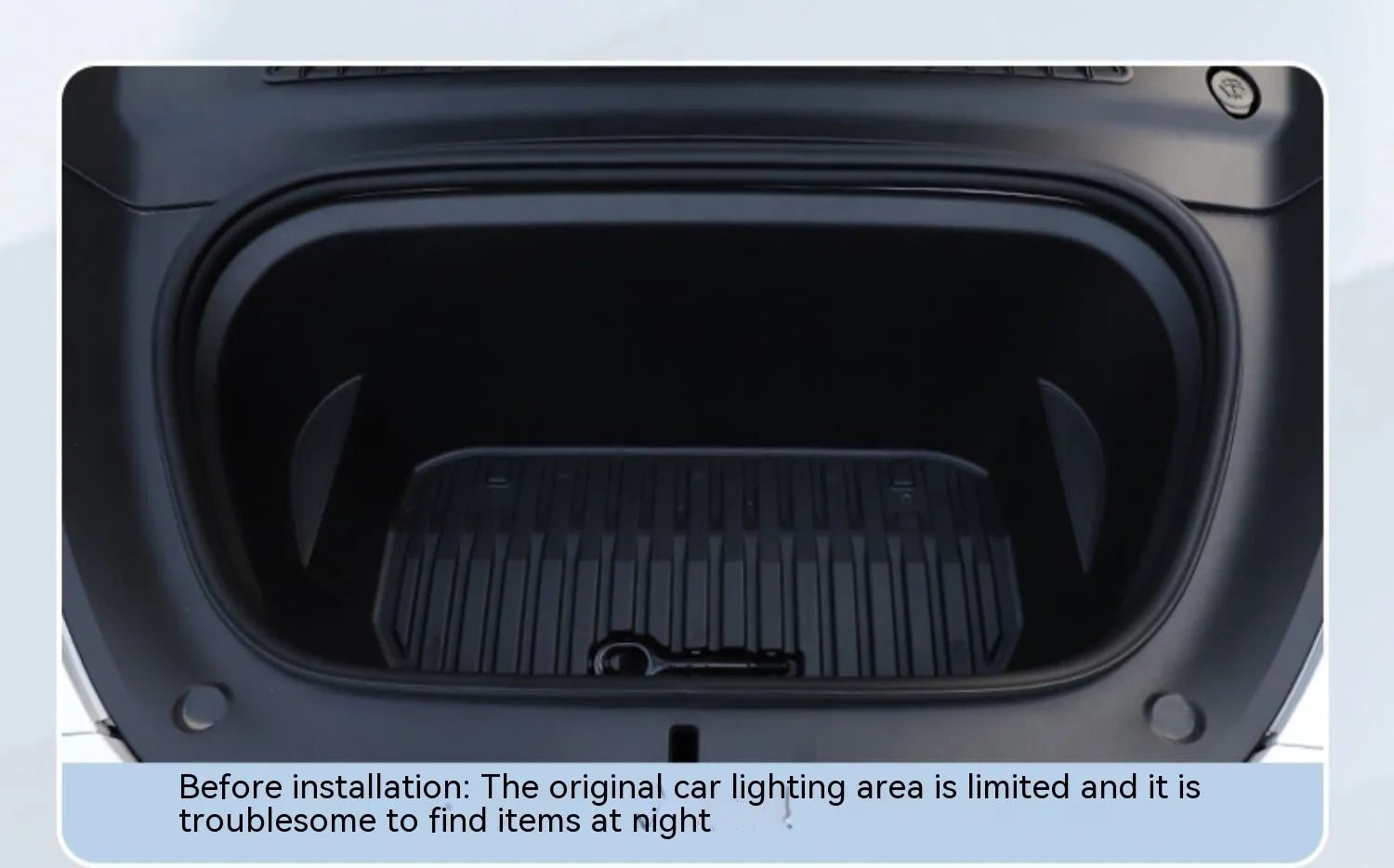 Tesla Model 3 and Y front backup box ambient lighting kit with soft silicone light bar in choice of colours