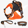 Yellow polyester dog training harness with anti-break loose design shown in S, M, L sizes