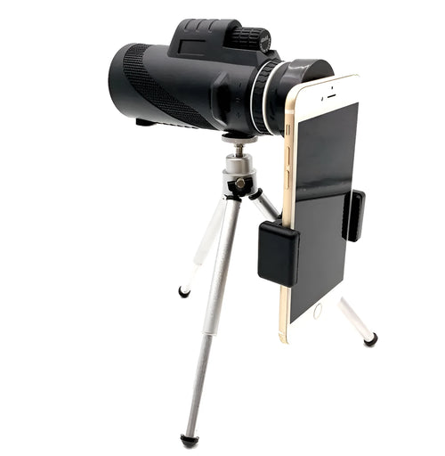 Black 40x60 cellphone telescope monocular with waterproof design and FMC coated optics