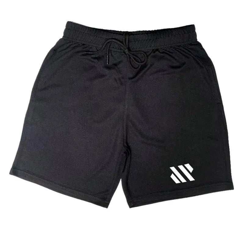 Loose fit metal silk fabric sports shorts in various colours including black, blue, and green for summer running and leisure.