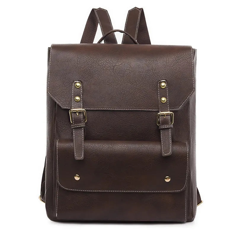 Soft Korean style retro backpack in black, brown, creamy white, or dark brown colours with ventilation features