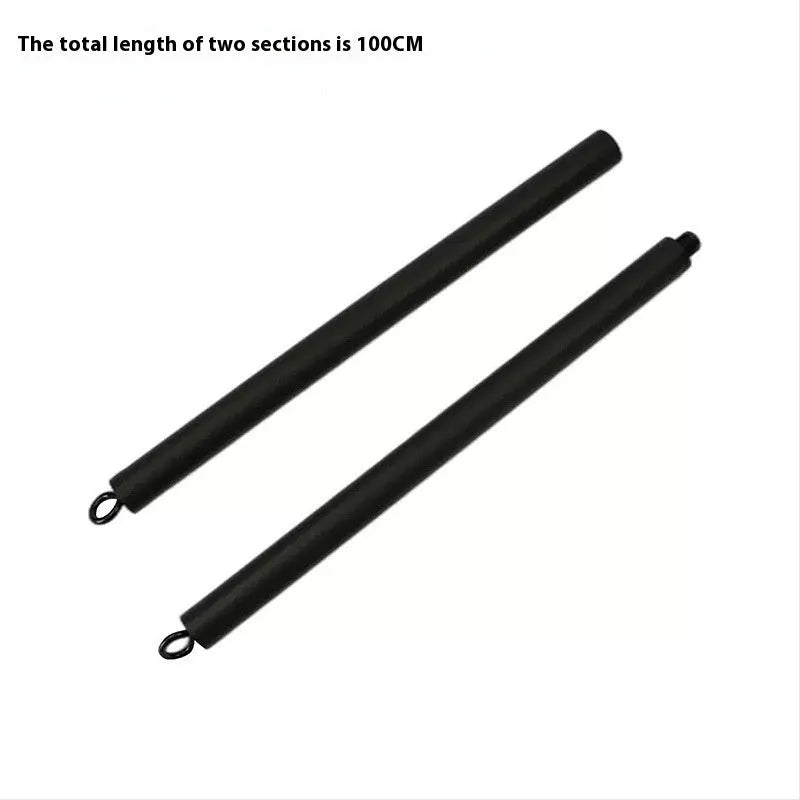 Two-segment push-and-pull fitness stick for yoga and Pilates resistance exercises.