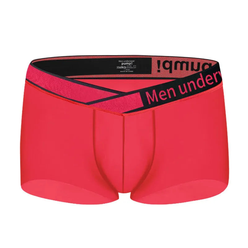 Men's black seamless low-waist underwear with a gradient laser design detail on the front.
