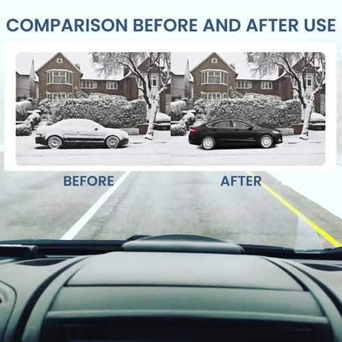 Compact black plastic car windscreen de-icer tool for melting snow and ice