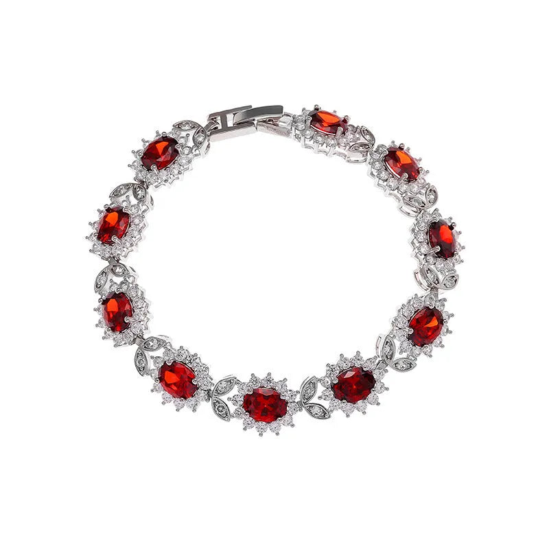 Simple inlaid zircon bracelet for women in environmentally friendly alloy, showing one of nine colour options.