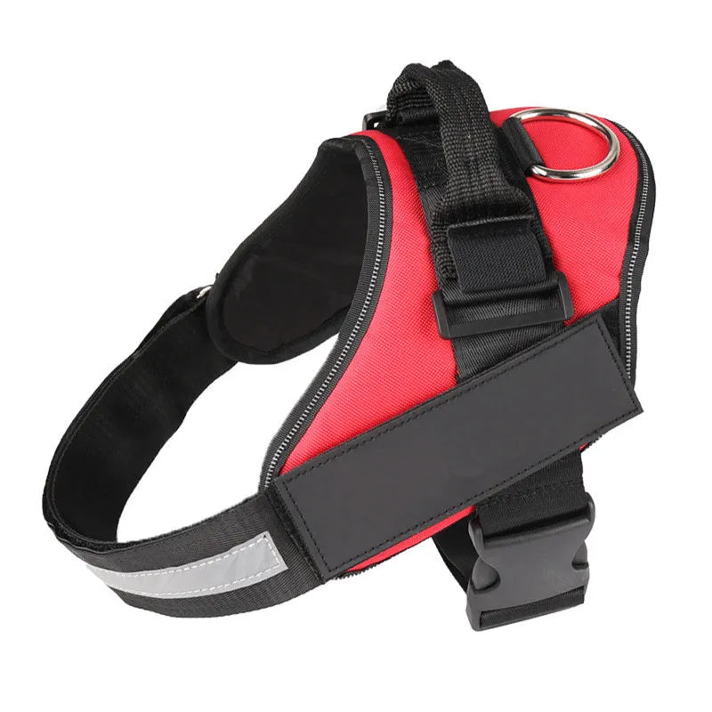 Personalised reflective no-pull dog harness in nylon with adjustable chest strap and sturdy handle