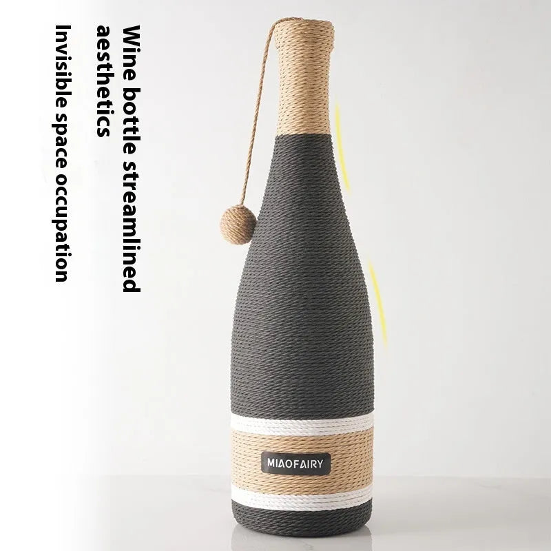 Vertical cat scratching post with suction cup base, 16x16x60cm, hemp rope texture, includes cat teaser toy