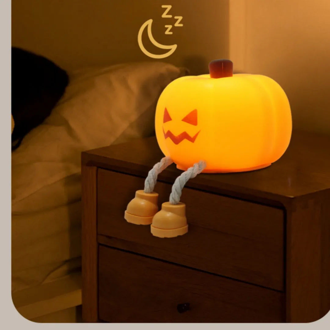 Geometric 3D Halloween pumpkin lamp with horror night light style and USB charging port