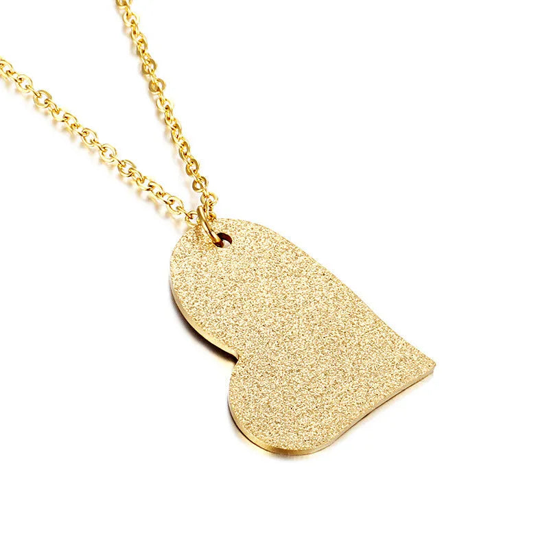 Geometric heart-shaped titanium steel pendant necklace for women in colour KN25736-Z