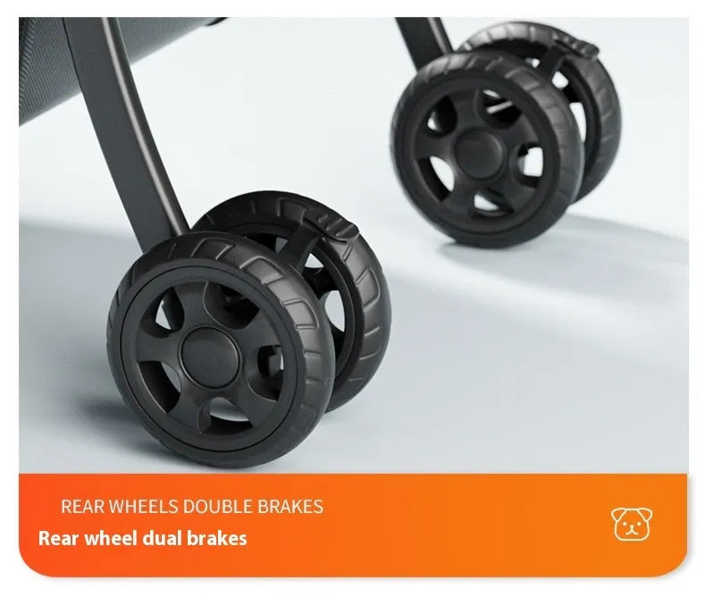 Black one-click folding pet cart with removable design and metal frame