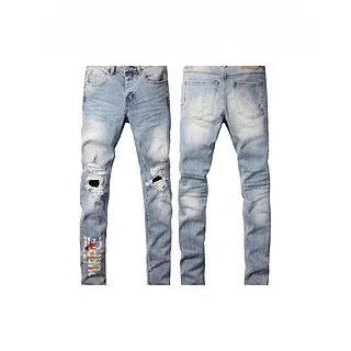 A pair of black slim fit skinny jeans with a straight leg and button fly closure on a mannequin.