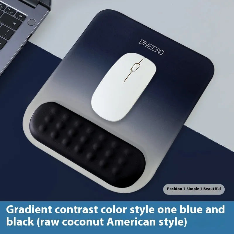 Ergonomic cloth silicone mouse pad with raised wrist support in mint green colour.