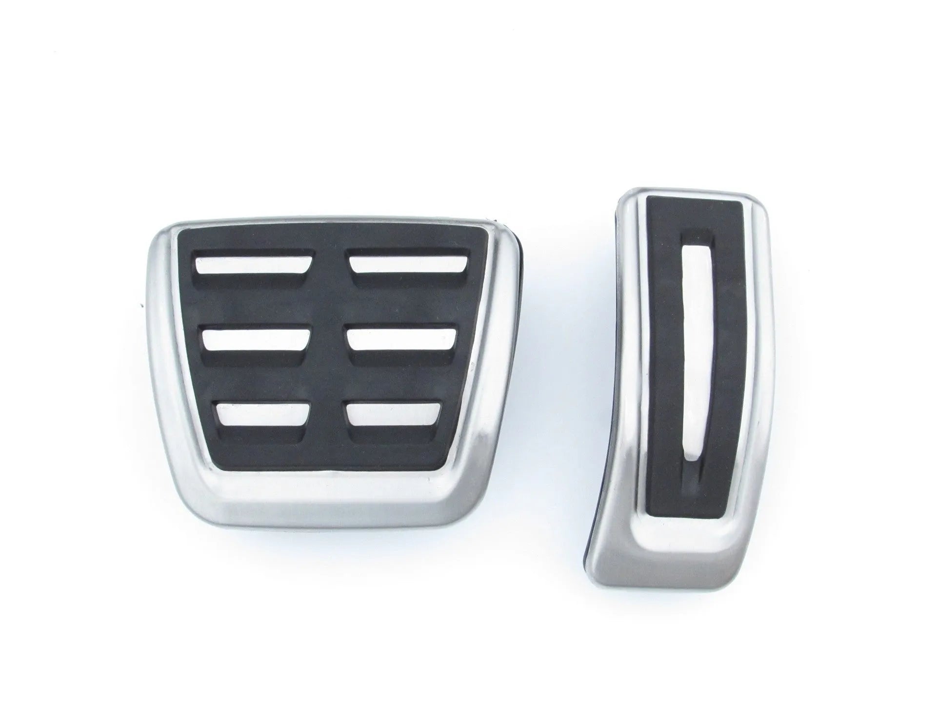 Stainless steel brake and accelerator pedal cover for Porsche Macan in black.