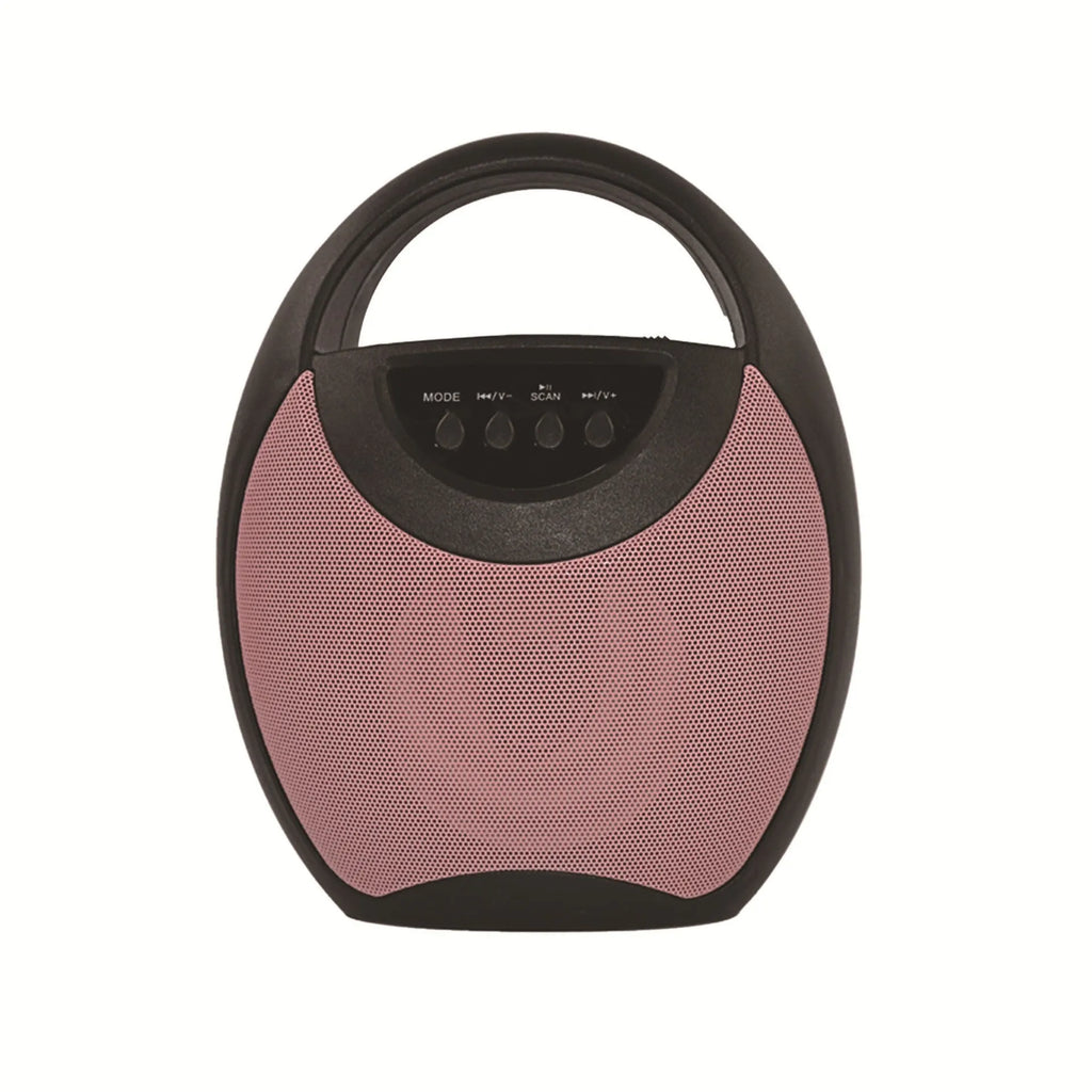 Portable Bluetooth speaker in black, blue, or pink colour with USB and SD card slots