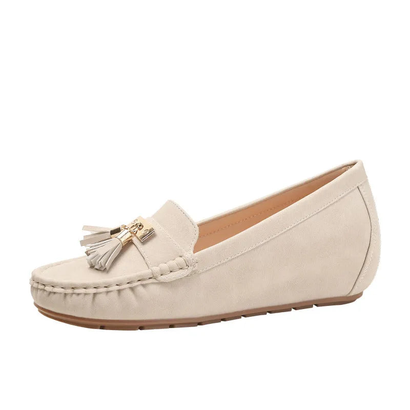 Women's flat heel height increasing insole shoes in artificial PU available in multiple colours with 3-5cm lift