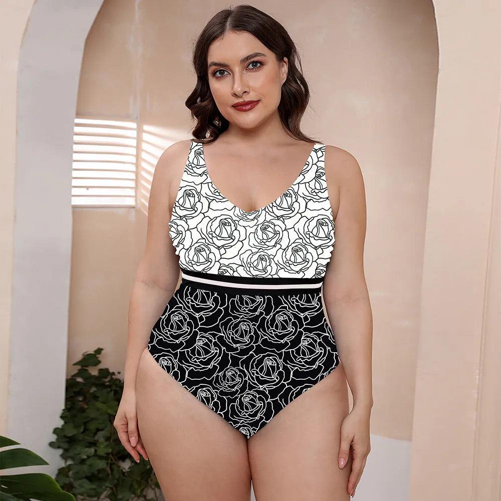 Women's printed spaghetti straps striped vest one-piece swimsuit in blue, white or green colours