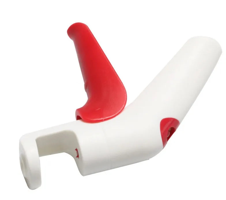 Stainless steel manual cherry kernel remover tool with ergonomic handle and spare pins.