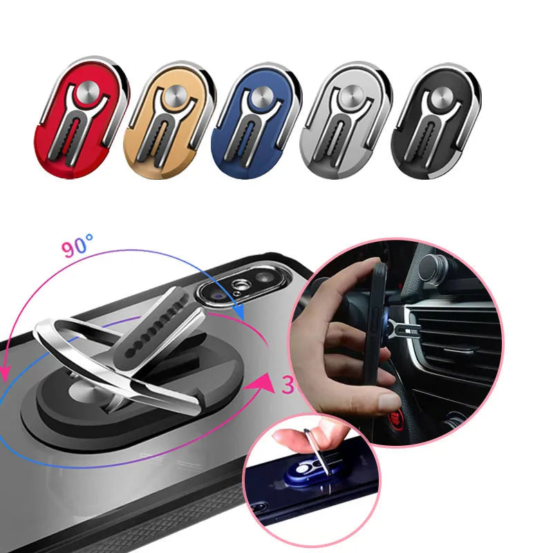 Universal car phone bracket with 360-degree rotation in multiple colour options mounted on dashboard