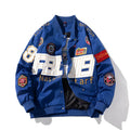 Black American motorcycle baseball uniform with removable hood for couples in autumn winter style