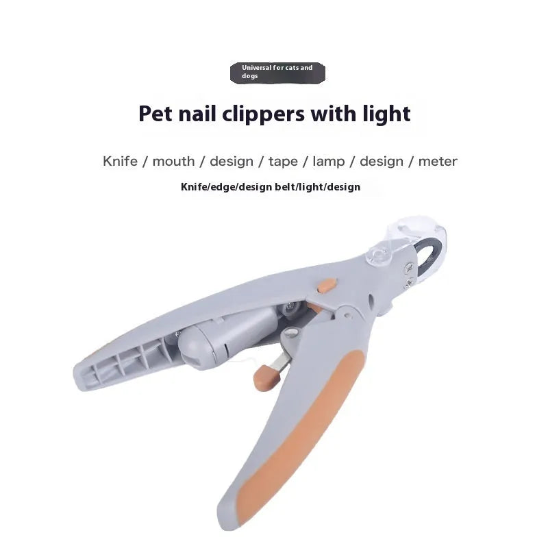Battery-operated dog nail clipper with imitation bloodline guide on ABS plastic housing