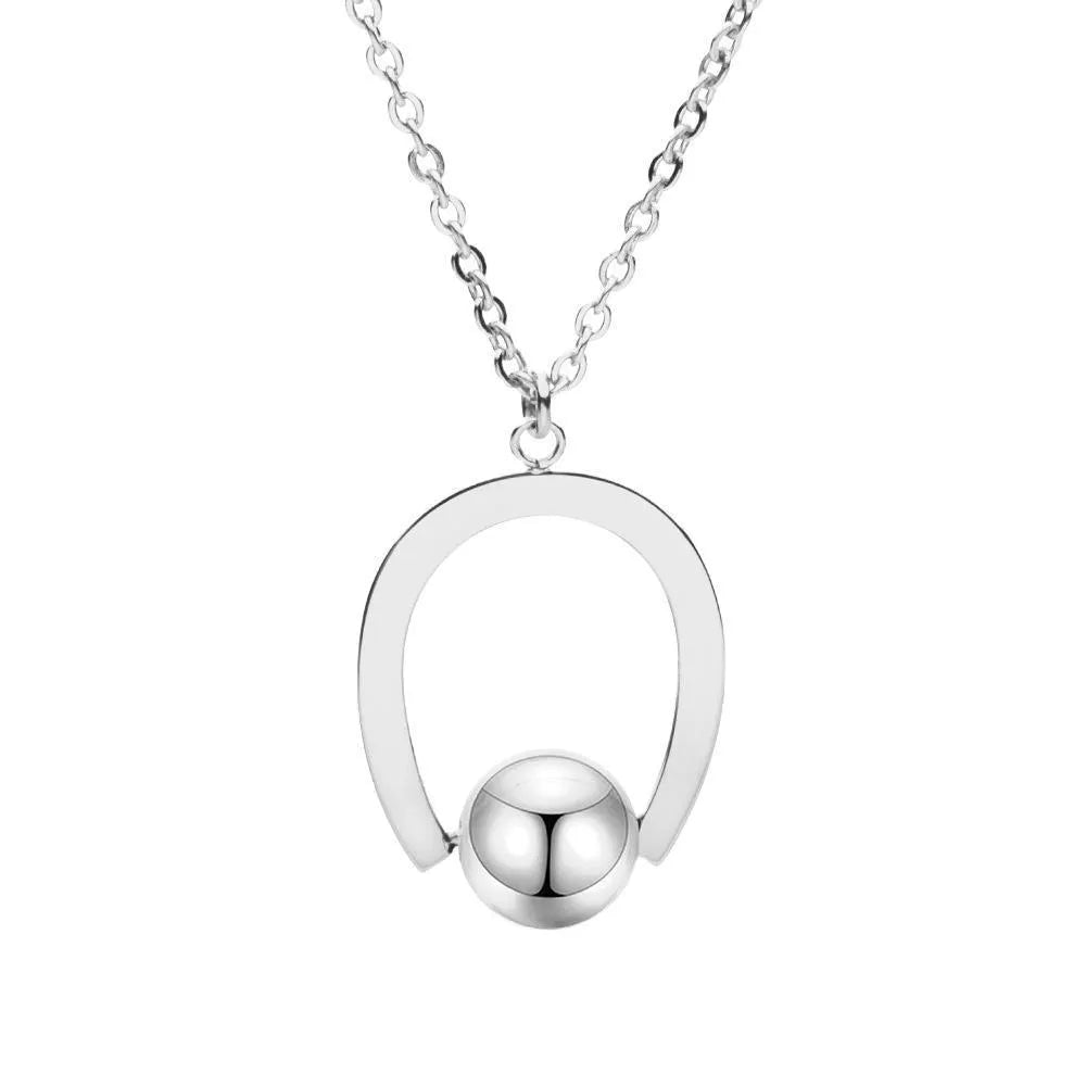 Stainless steel bead chain necklace with geometric cross pendant in gold or silver electroplated finish