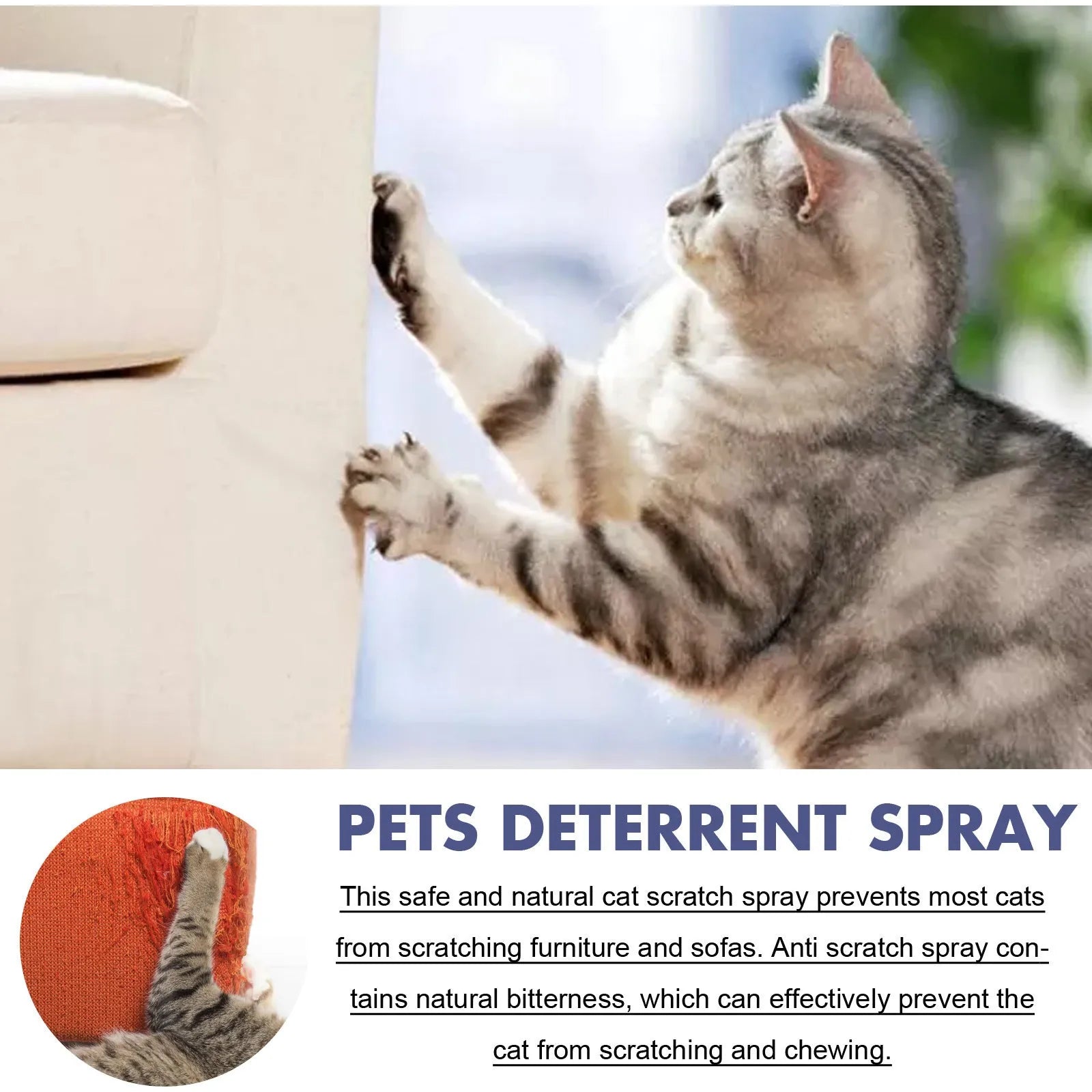 50ml pet deterrent spray bottle in retail packaging for dogs and cats