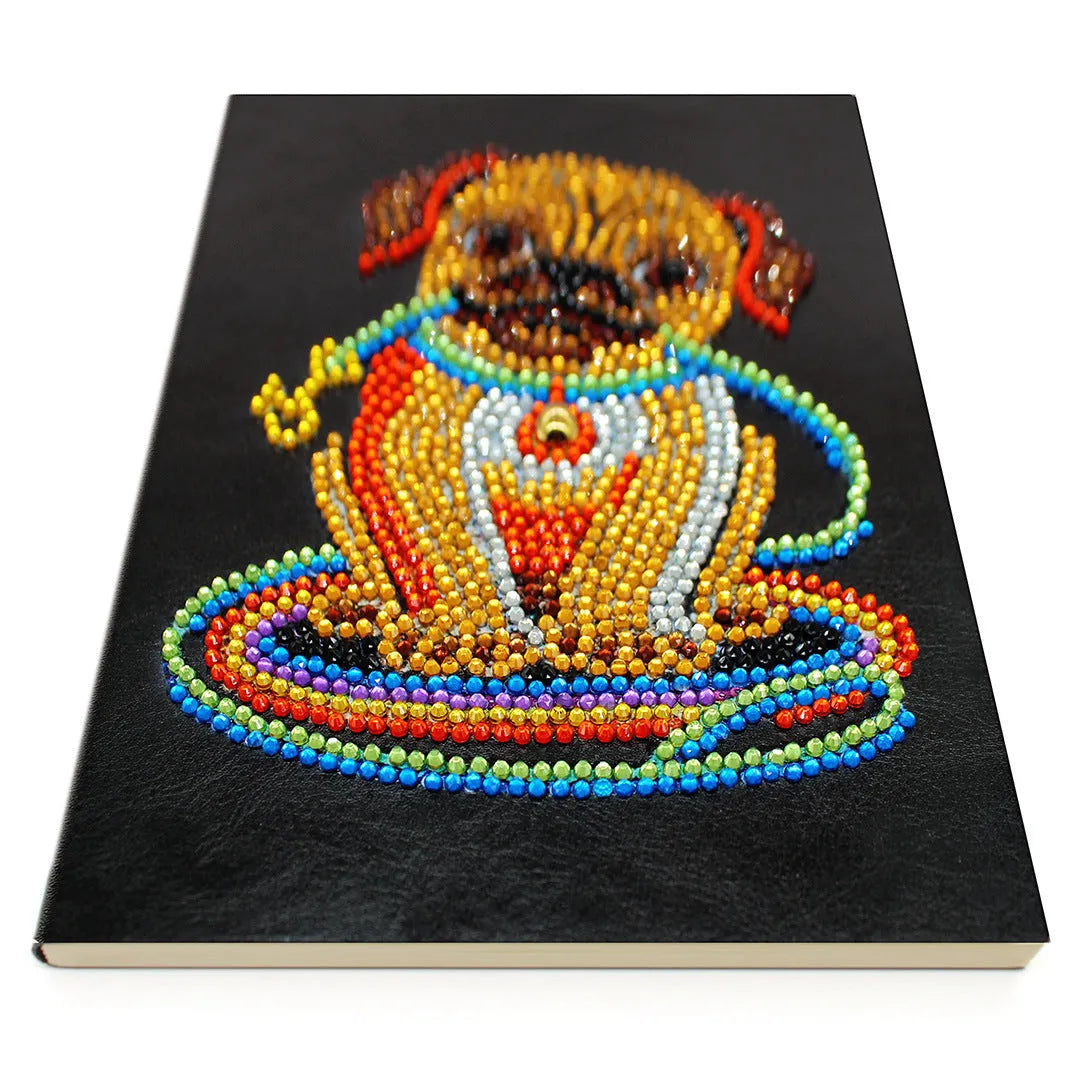 Black A5 DIY diamond painting notebook with 50 blank pages for project planning.