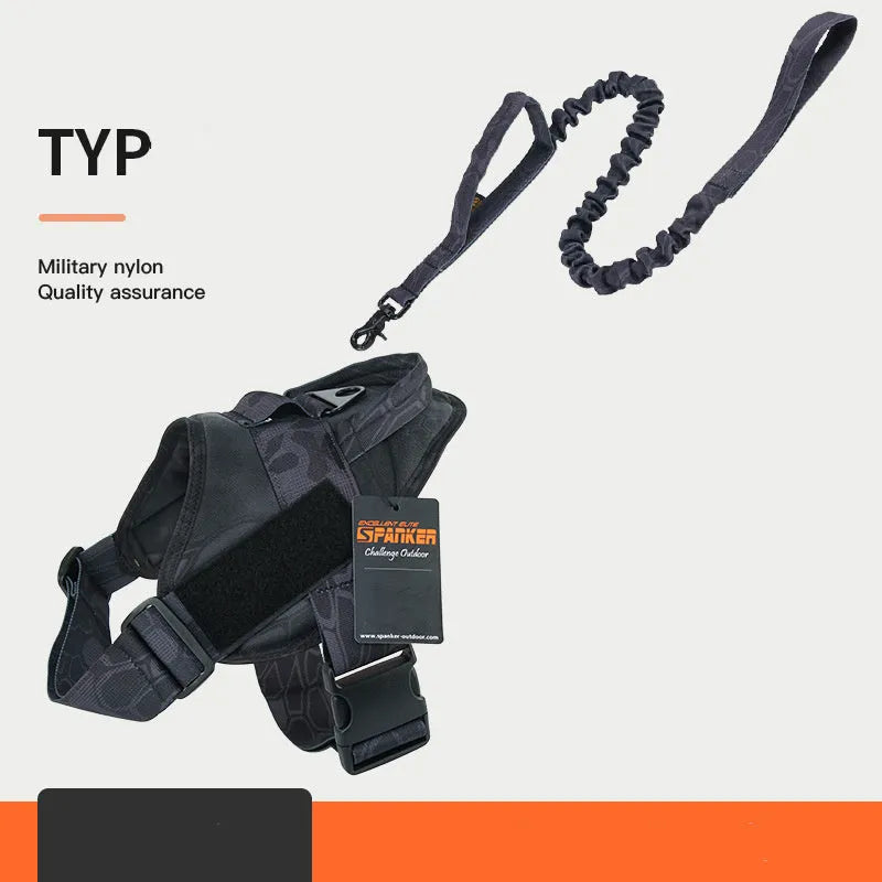 Large medium dog harness in 1050D nylon with UTX buckle and adjustable straps, available in multiple colours and sizes