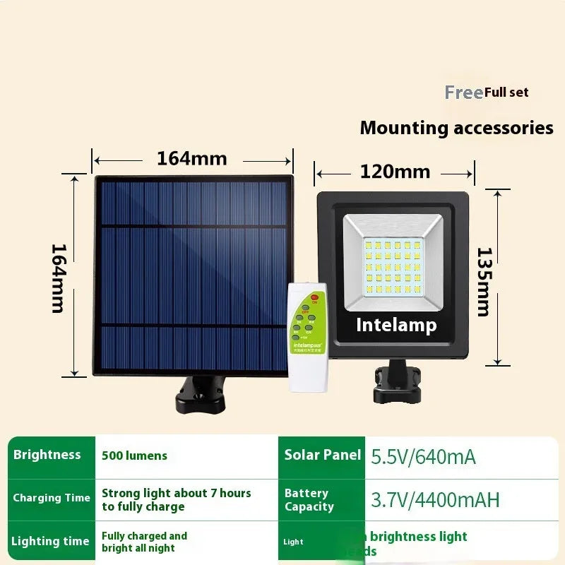 Outdoor courtyard solar LED light with waterproof IP65 rating and three lumen model options