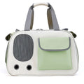 A foldable single shoulder pet bag in canvas, shown in yellow, green, and black colour options.