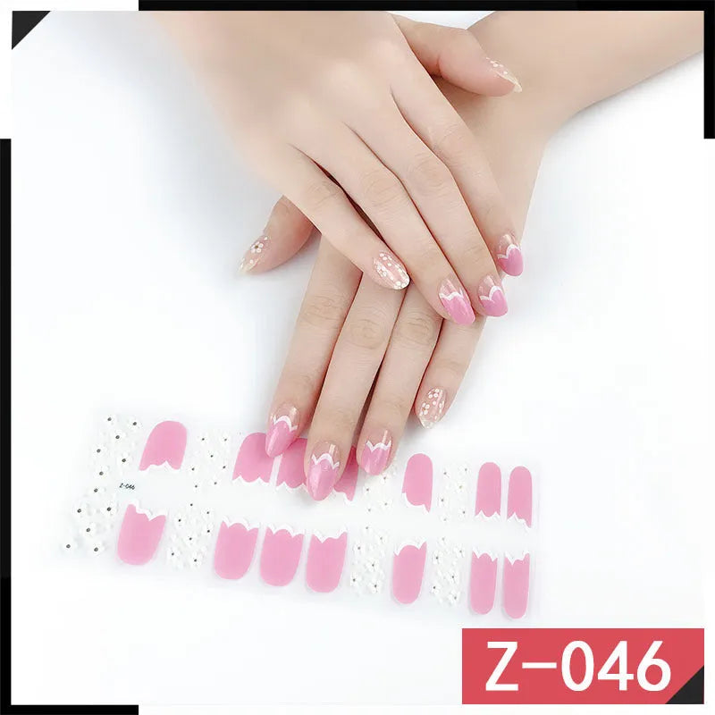 Korean nail stickers set showing cartoon, strawberry, flower, and embossed design nail art decorations