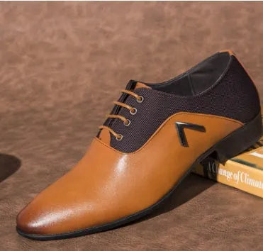 Men's black business casual oxford shoes with artificial leather upper and rubber sole