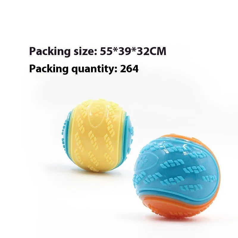 TPR rubber dog toy ball in two-tone colours with sound-making function for chewing and training