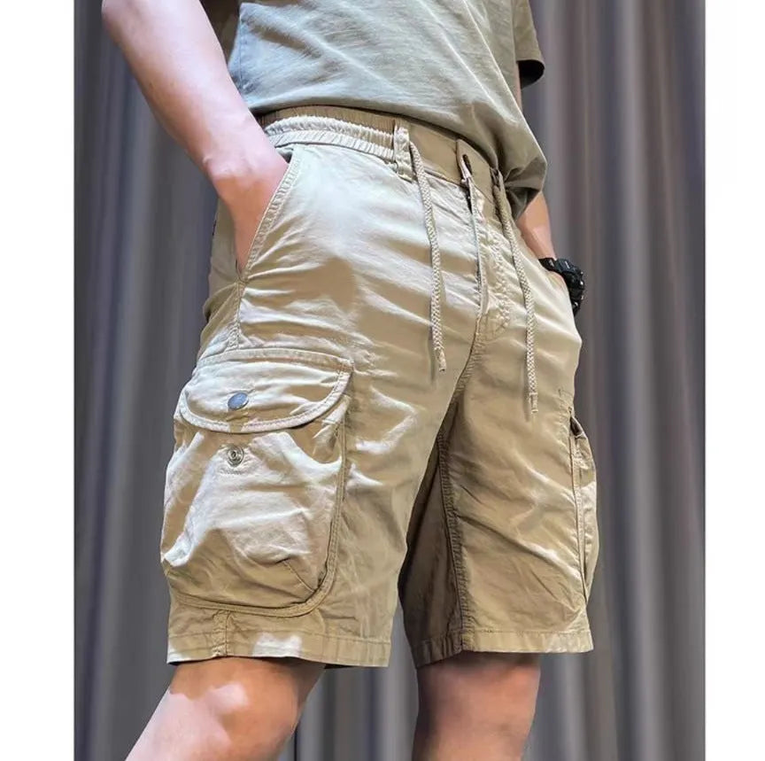 Loose straight multi-pocket casual overalls pants in black colour with Korean-style design