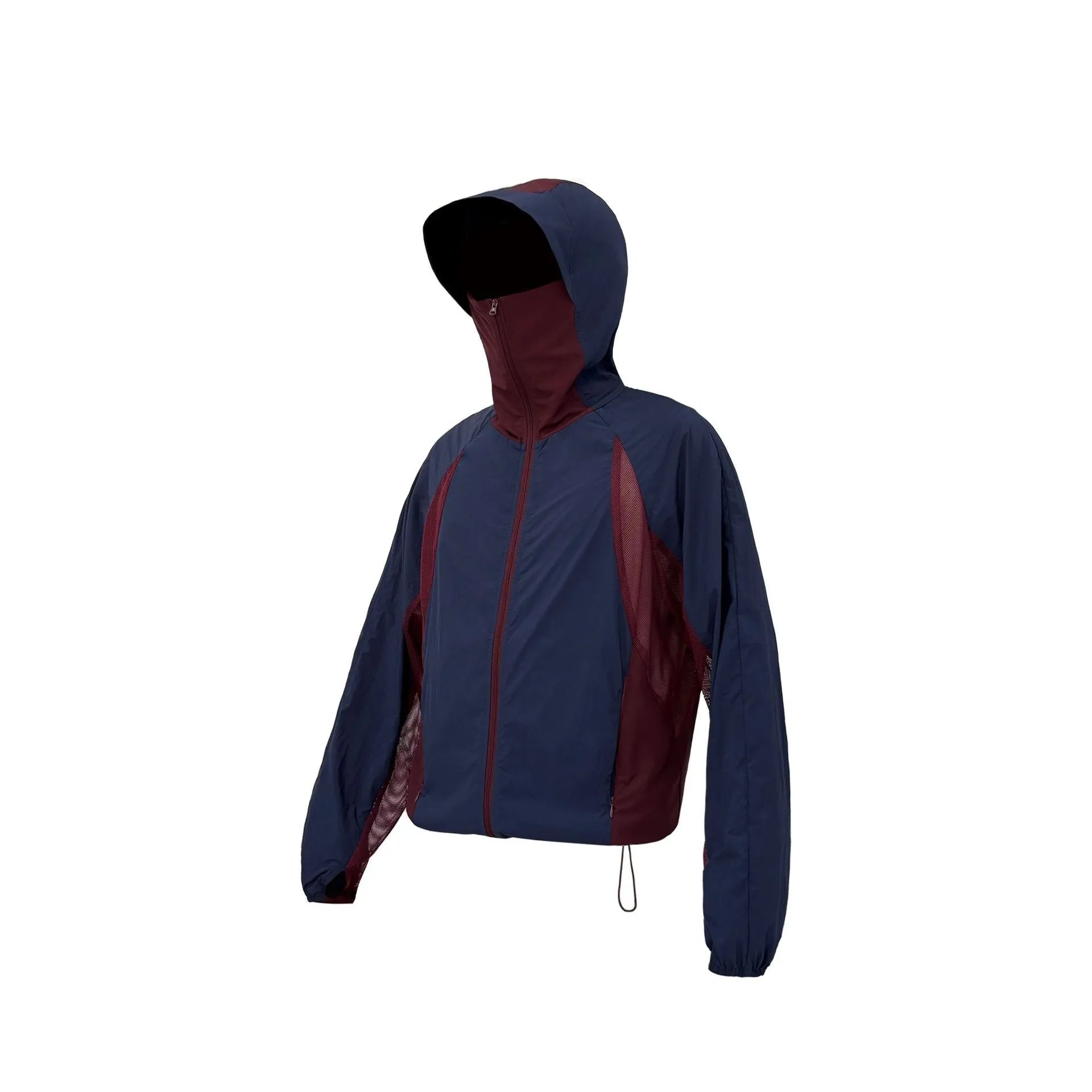 Thin nylon sun protective top with mesh stitching in desert brown colour