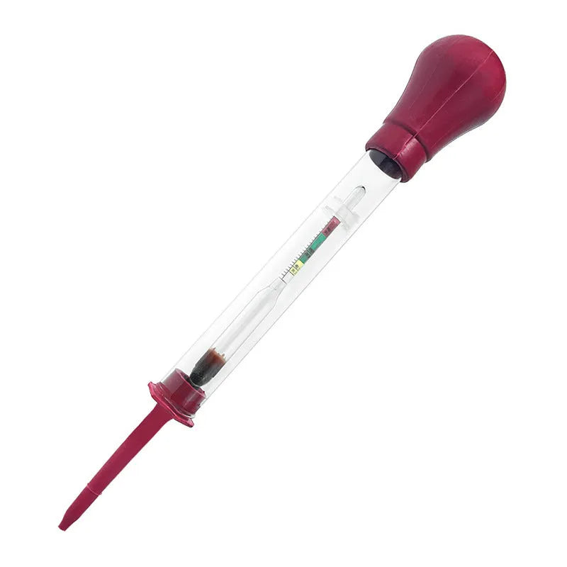 Electrohydraulic liquid hydrometer for automotive battery electrolyte density testing