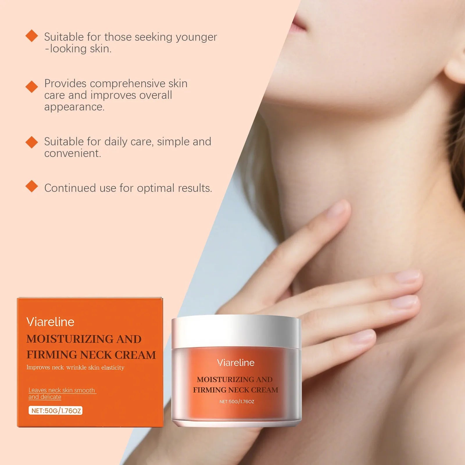 50g jar of Daily Neck Contour Skin Moisturising Care Cream in 6.3x6.3x4.5cm packaging