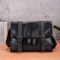 Black Korean style men's anti-theft commuter backpack with PU construction
